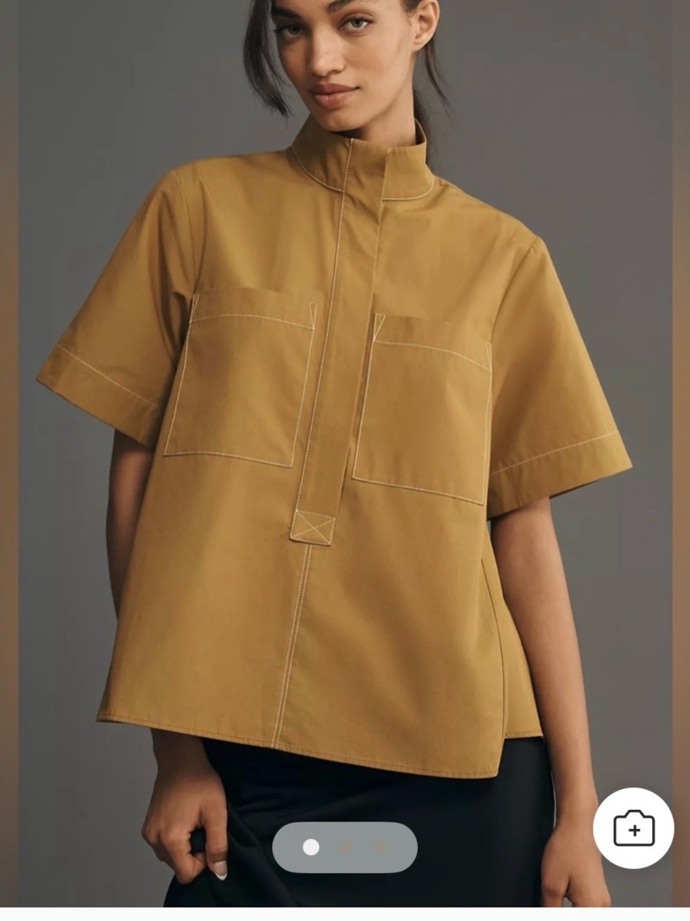 Maeve Olive-Mustard Popover Utility Shirt